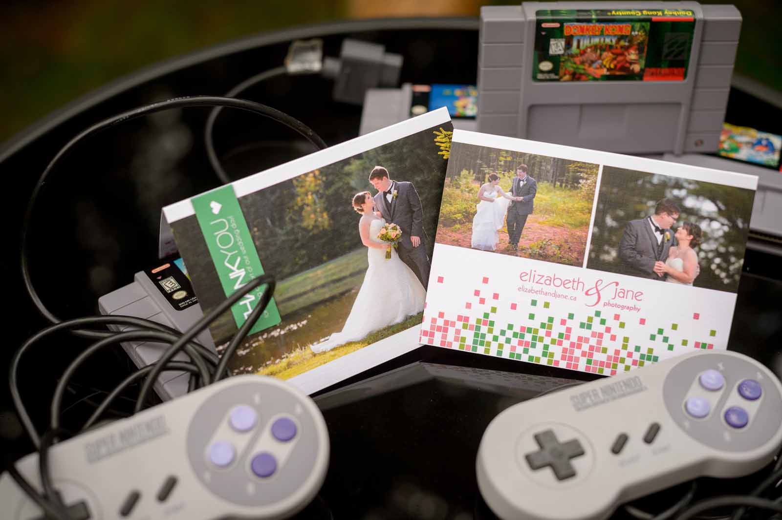 Custom Wedding thank you cards with a video game theme